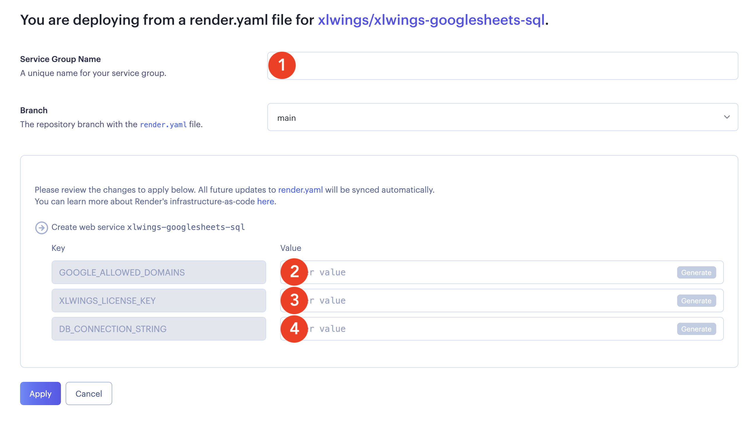 Google Sheets SQL Server Render Dashboard